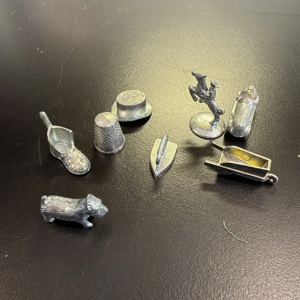 Vintage Monopoly Replacement Pieces Lot of 8 Boot Scotty‎ Dog Thimble Hat Iron
